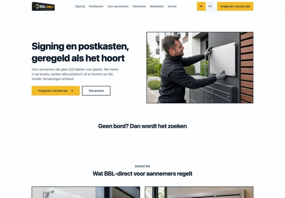 De website van BBL Direct op desktop